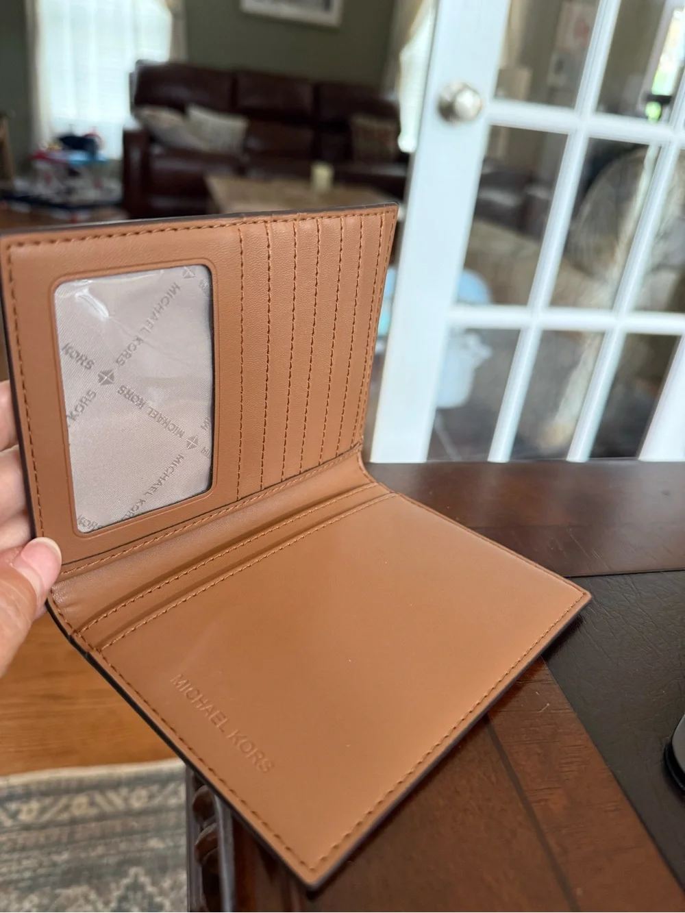 Michael Kors Men's Brown MK Logo Passport Holder